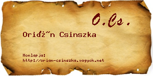 Orián Csinszka névjegykártya